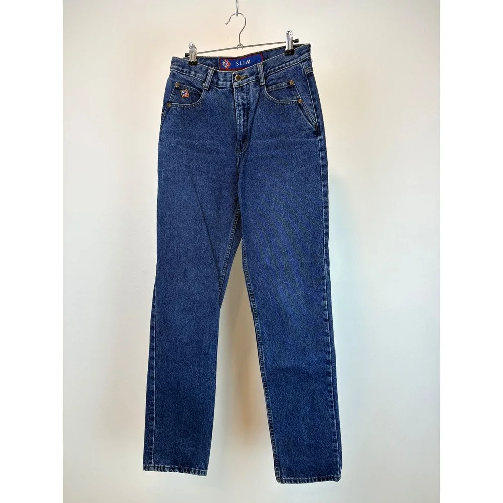 Posted Slim Jeans Womens 7/8 Blue High Waisted Straight Leg Denim Vintage